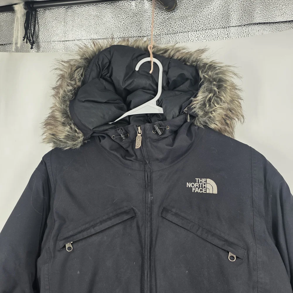 The North Face Black Puffer Coat with Fur Hood - Picture 4 of 6